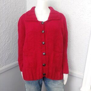 Handmade Red Cardigan - knitted sweater